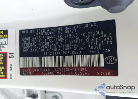 2023 Toyota Camry Le from USA, damaged, VIN 4T1C11AK1PU828993